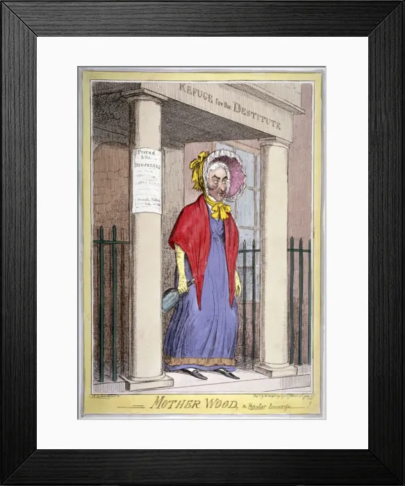 Framed Print : Mother Wood, the popular procuress!, 1820. Artist: Isaac Robert Cruikshank Framed Print : Mother Wood, the popular procuress!, 1820. Artist: Isaac Robert Cruikshank
