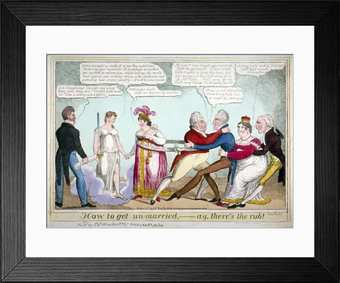 Framed Print : How to get un-married, ay, theres the rub!, 1820. Artist: JL Marks Framed Print : How to get un-married, ay, theres the rub!, 1820. Artist: JL Marks