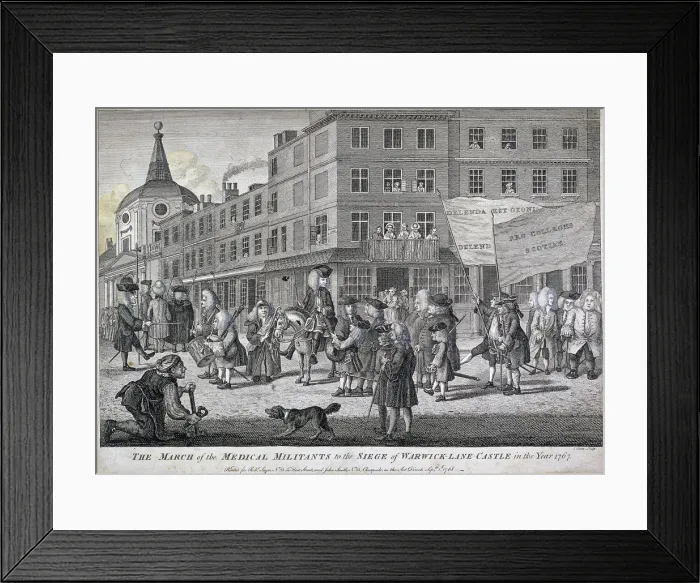 Framed Print : The March of the Medical Militants to the siege of Warwick Lane Castle, London, 1768