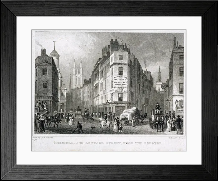 Framed Print : Cornhill, London, 1830. Artist:s Lacey Framed Print : Cornhill, London, 1830. Artist:s Lacey