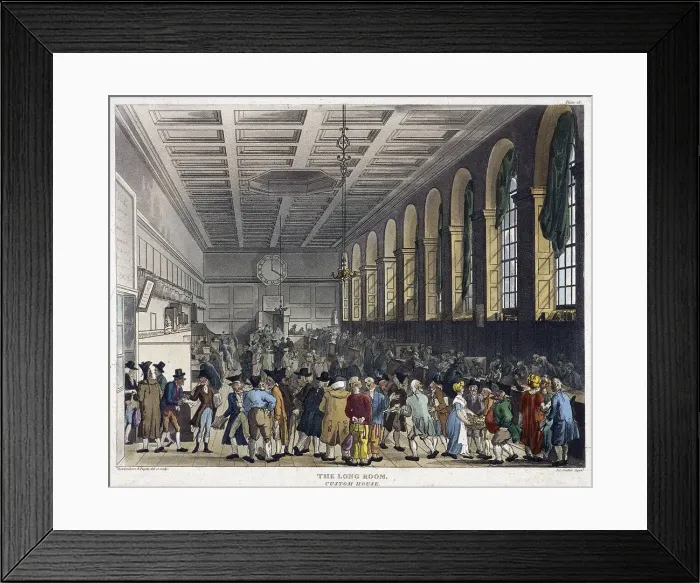 Framed Print : Interior of Custom House, London, 1808. Artist: Augustus Charles Pugin Framed Print : Interior of Custom House, London, 1808. Artist: Augustus Charles Pugin