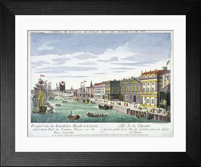 Framed Print : View of Custom House and River Thames, London, c1760. Artist: George Godofroid Winkler Framed Print : View of Custom House and River Thames, London, c1760. Artist: George Godofroid Winkler