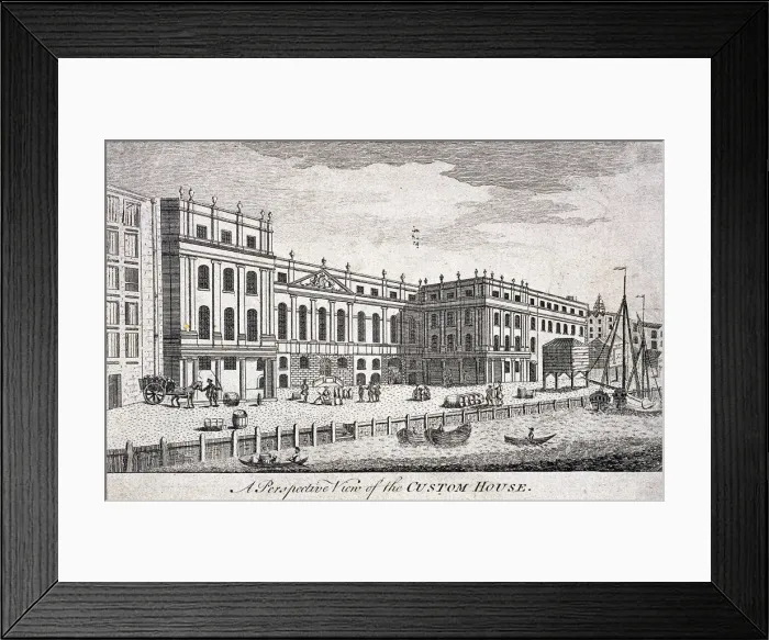 Framed Print : Custom House and River Thames, London, c1750 Framed Print : Custom House and River Thames, London, c1750