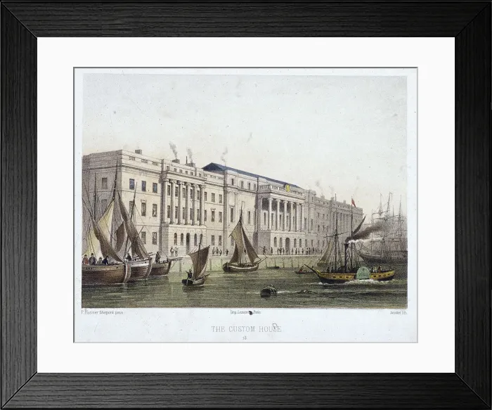 Framed Print : Custom House and River Thames, London, 1854. Artist: Louis Julien Jacottet Framed Print : Custom House and River Thames, London, 1854. Artist: Louis Julien Jacottet