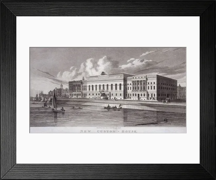 Framed Print : Custom House and River Thames, London, c1820. Artist: C Rivers Framed Print : Custom House and River Thames, London, c1820. Artist: C Rivers