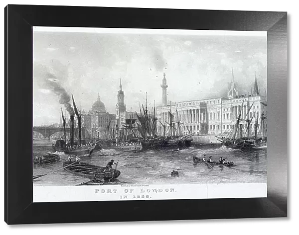 Custom House and River Thames, 1839. Artist: Frederick James Havell