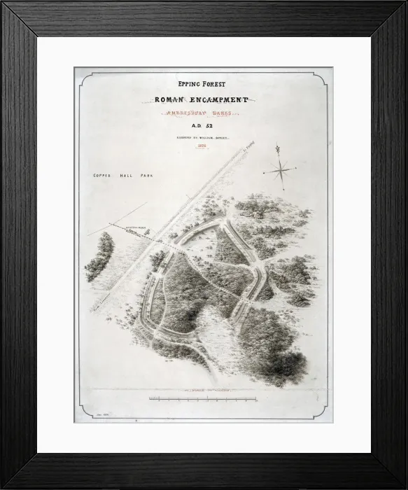 Framed Print : Roman encampment in Epping Forest, Essex, 1876. Artist: William d Oyley Framed Print : Roman encampment in Epping Forest, Essex, 1876. Artist: William d Oyley