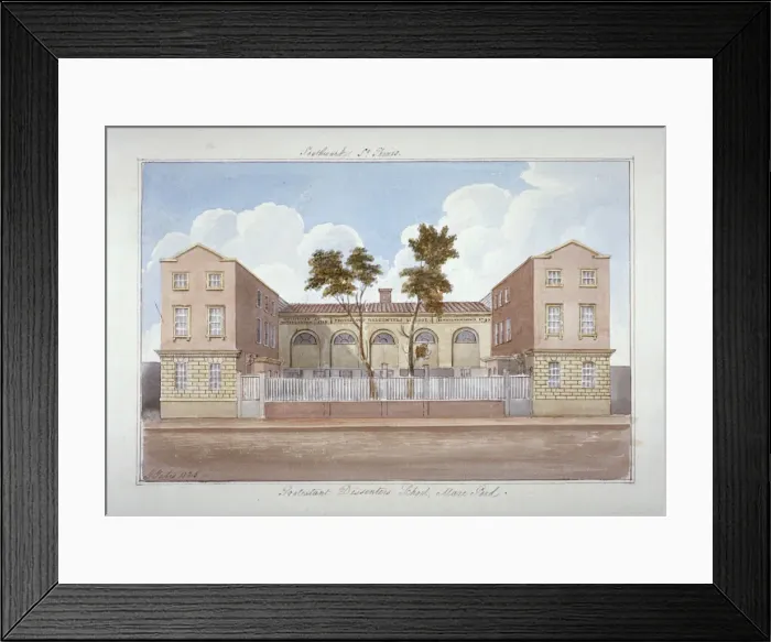 Framed Print : The Protestant Dissenters School, Maze Pond, Bermondsey, London, 1825. Artist: G Yates Framed Print : The Protestant Dissenters School, Maze Pond, Bermondsey, London, 1825. Artist: G Yates