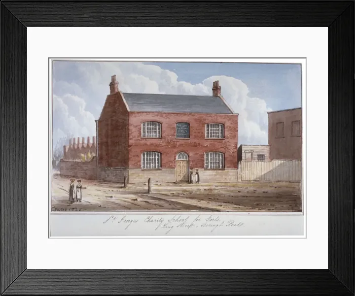 Framed Print : St Georges Charity School for Girls, King Street, Southwark, London, 1825. Artist