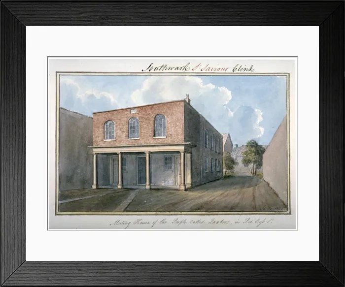 Framed Print : View of the Quakers Meeting House on Redcross Street, Southwark, London, 1825. Artist Framed Print : View of the Quakers Meeting House on Redcross Street, Southwark, London, 1825. Artist