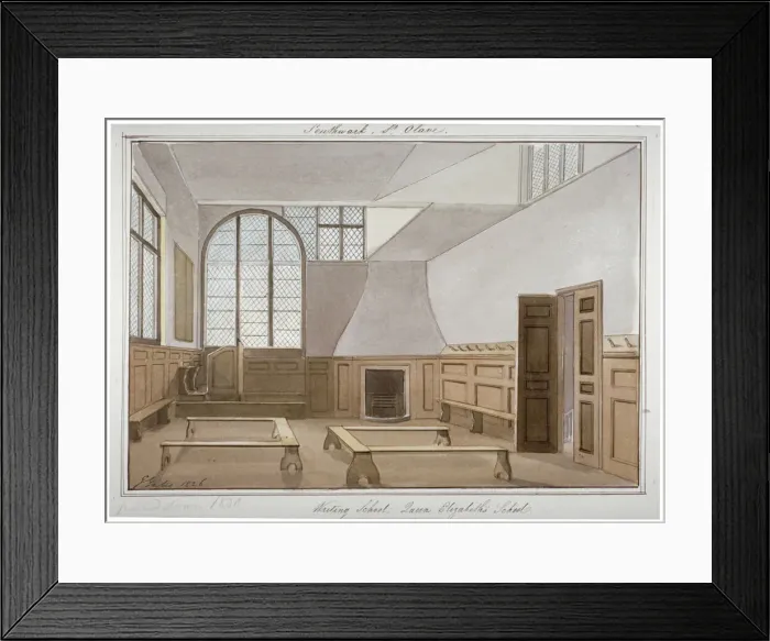 Framed Print : Interior view of St Olaves School on Tooley Street, Bermondsey, London, 1826. Artist Framed Print : Interior view of St Olaves School on Tooley Street, Bermondsey, London, 1826. Artist