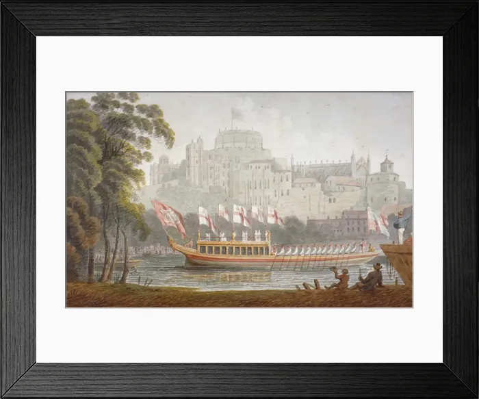 Framed Print : City of London State Barge moving up the River Thames, Windsor, Berkshire, 1812. Artist Framed Print : City of London State Barge moving up the River Thames, Windsor, Berkshire, 1812. Artist