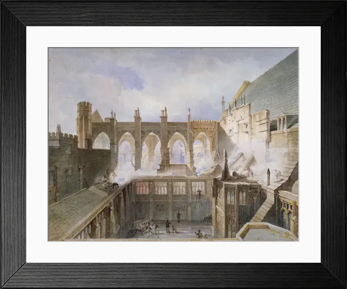 Framed Print : View of the destruction of St Stephens Chapel, Palace of Westminster, London, 1834 Artist Framed Print : View of the destruction of St Stephens Chapel, Palace of Westminster, London, 1834 Artist