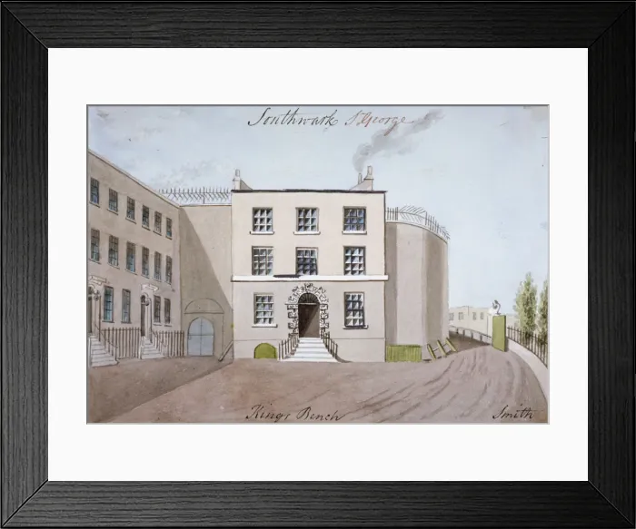 Framed Print : View of Kings Bench Prison in St Georges Fields, Southwark, London, c1820. Artist Framed Print : View of Kings Bench Prison in St Georges Fields, Southwark, London, c1820. Artist