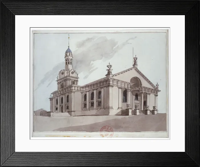 Framed Print : South-east view of the Church of St Alfege, Greenwich, London, 1800 Framed Print : South-east view of the Church of St Alfege, Greenwich, London, 1800