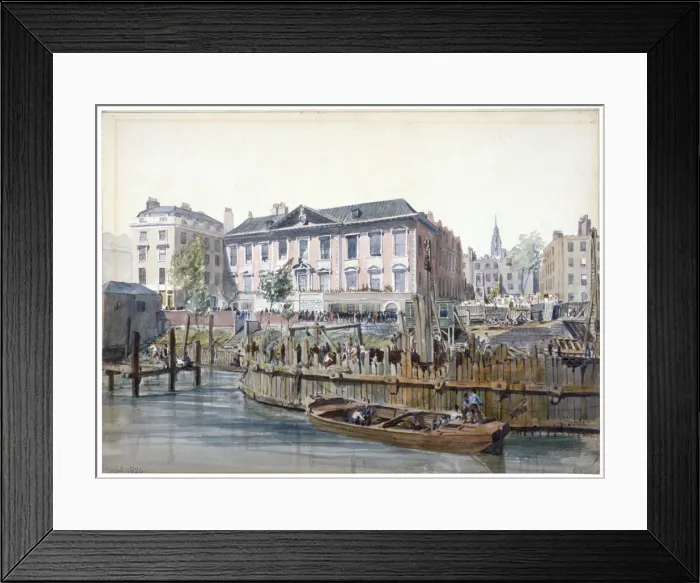Framed Print : Construction of London Bridge, 1826. Artist: Edward William Cooke Framed Print : Construction of London Bridge, 1826. Artist: Edward William Cooke