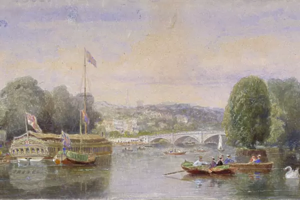 The River Thames with Richmond Bridge and Richmond Hill in the distance, London, 1867