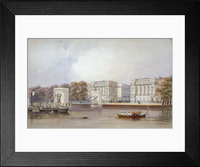 Framed Print : View of Cadogan Pier with boats on the River Thames, Chelsea, London, c1860 Framed Print : View of Cadogan Pier with boats on the River Thames, Chelsea, London, c1860