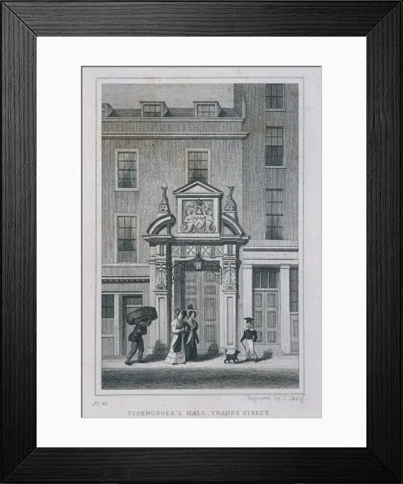 Framed Print : Fishmongers Hall, London, c1825