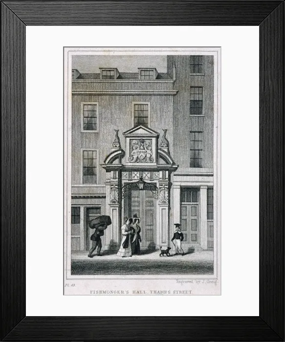 Framed Print : Fishmongers Hall, Thames Street, London, c1835. Artist: John Greig Framed Print : Fishmongers Hall, Thames Street, London, c1835. Artist: John Greig