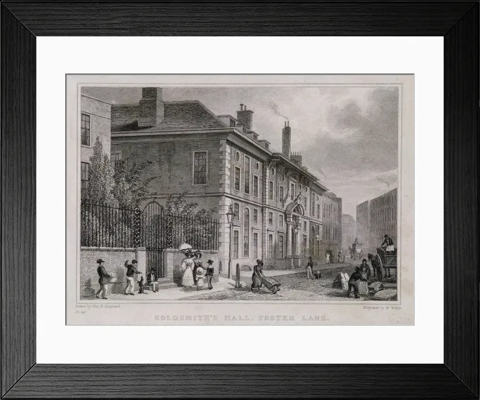 Framed Print : Goldsmiths Hall, London, c1827. Artist: W Wallis Framed Print : Goldsmiths Hall, London, c1827. Artist: W Wallis