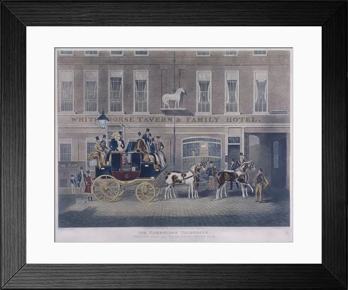 Framed Print : Cambridge Telegraph, Fetter Lane, London, c1830. Artist: George Hunt Framed Print : Cambridge Telegraph, Fetter Lane, London, c1830. Artist: George Hunt