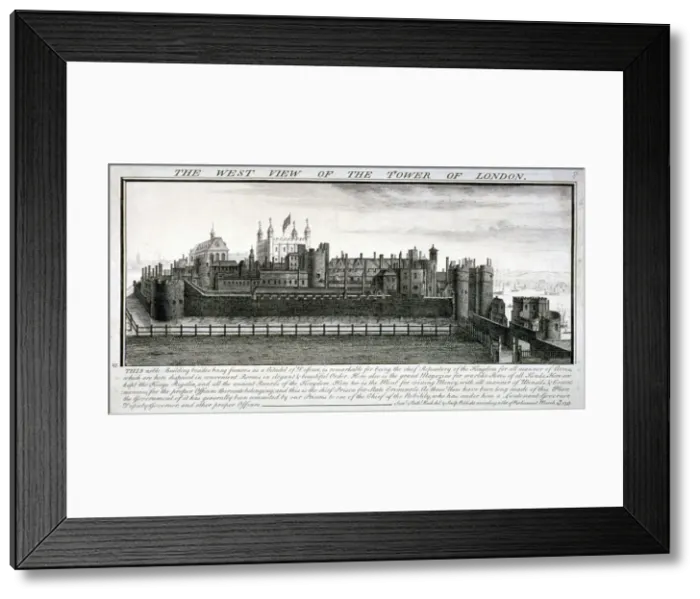 Framed Print : West view of the Tower of London, with a description, 1737. Artist: Samuel Buck Framed Print : West view of the Tower of London, with a description, 1737. Artist: Samuel Buck