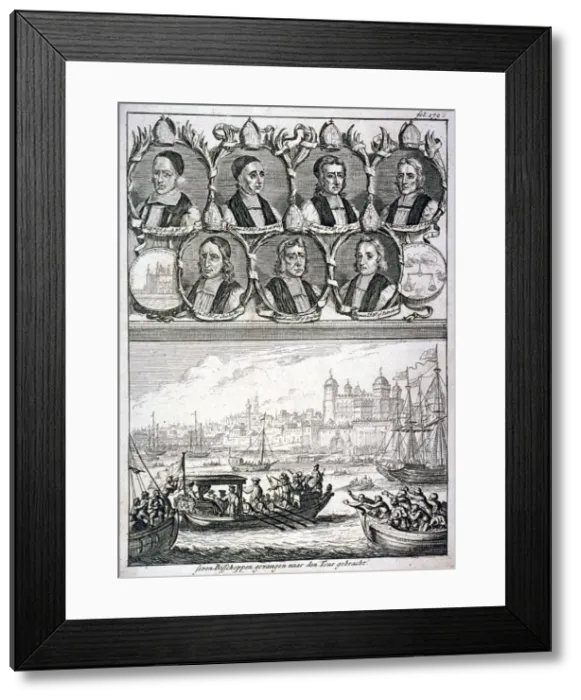 Framed Print : Seven bishops and the Tower of London, c1700. Artist: Gabriel Bodenehr I Framed Print : Seven bishops and the Tower of London, c1700. Artist: Gabriel Bodenehr I