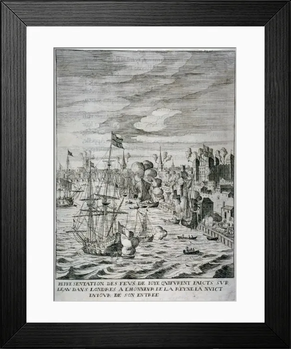 Framed Print : Arrival of Queen Henrietta Maria at the Tower of London, c1625 (c1638(?)) Framed Print : Arrival of Queen Henrietta Maria at the Tower of London, c1625 (c1638(?))