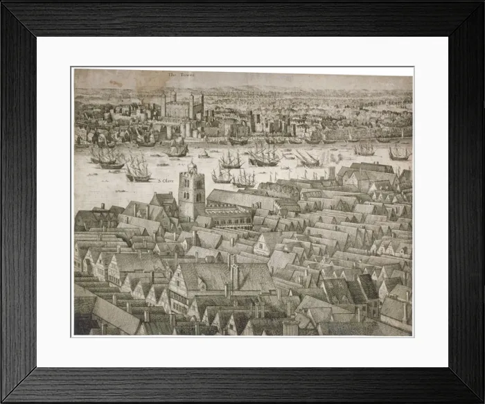 Framed Print : View of the Tower of London from the south with boats on the River Thames, 1647. Artist Framed Print : View of the Tower of London from the south with boats on the River Thames, 1647. Artist