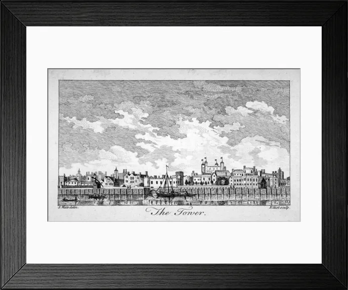 Framed Print : South view of the Tower of London with boats on the River Thames, 1761