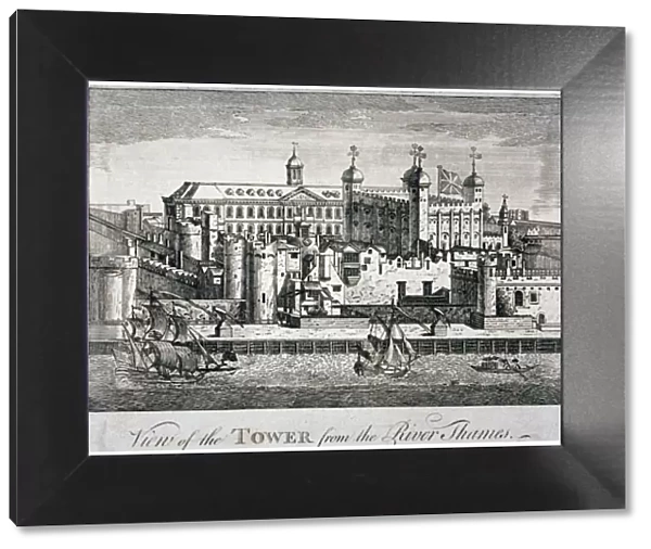 South view of the Tower of London with boats on the River Thames, 1776