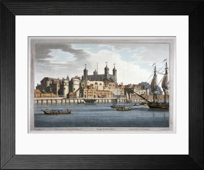 Framed Print : South view of the Tower of London with boats on the River Thames, 1795 Framed Print : South view of the Tower of London with boats on the River Thames, 1795