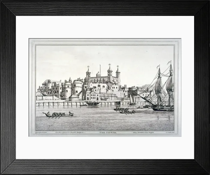 Framed Print : South view of the Tower of London with boats on the River Thames, 1795 Framed Print : South view of the Tower of London with boats on the River Thames, 1795
