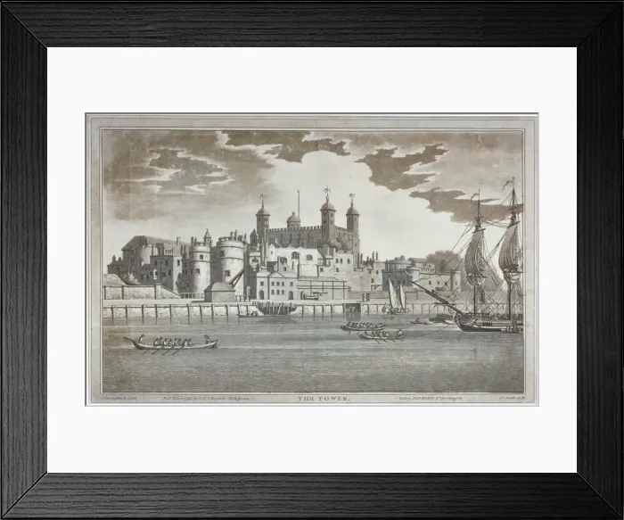 Framed Print : View the Tower of London from the River Thames with boats on the river, 1795. Artist Framed Print : View the Tower of London from the River Thames with boats on the river, 1795. Artist