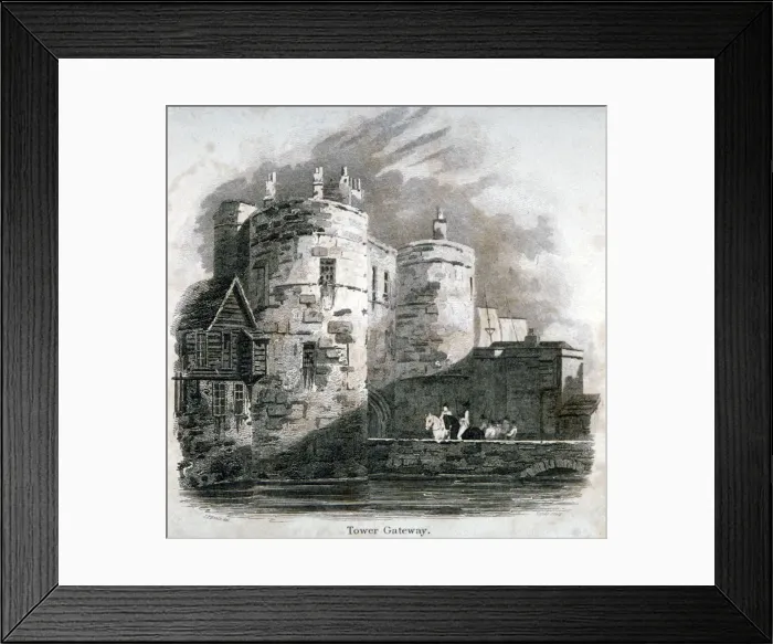 Framed Print : South view of the Tower of London with figures on horseback, c1810. Artist: Robert Sands Framed Print : South view of the Tower of London with figures on horseback, c1810. Artist: Robert Sands