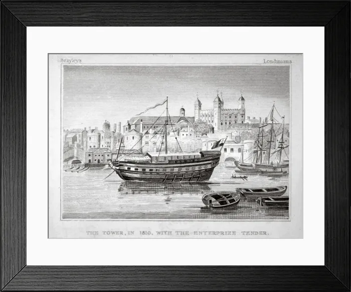 Framed Print : The Tower of London with the Enterprize tender in the foreground, 1810 Framed Print : The Tower of London with the Enterprize tender in the foreground, 1810