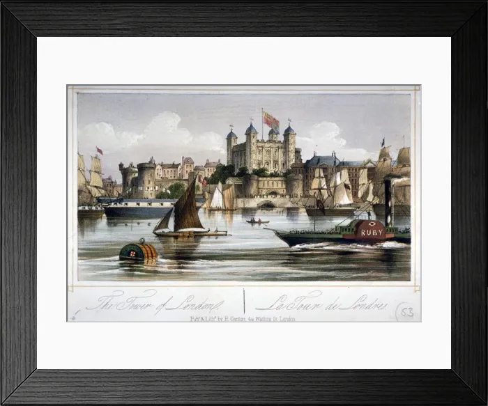 Framed Print : Tower of London, c1860. Artist: R Canton Framed Print : Tower of London, c1860. Artist: R Canton