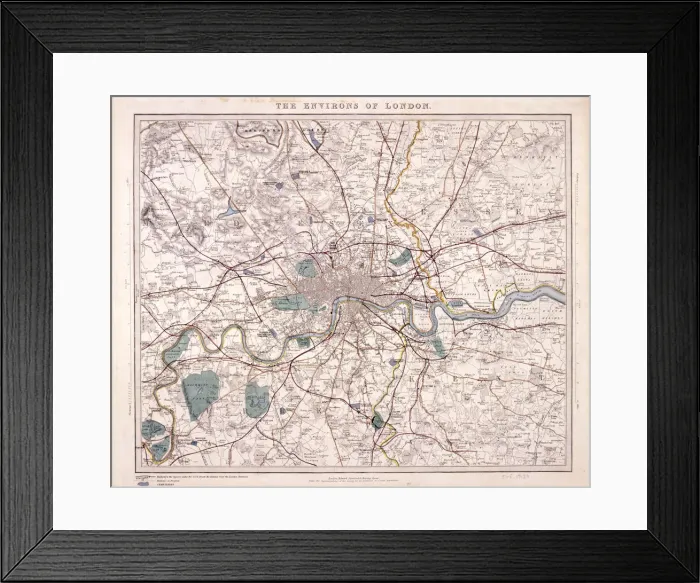 Framed Print : Map of London, c1860. Artist: Benjamin Rees Davies Framed Print : Map of London, c1860. Artist: Benjamin Rees Davies