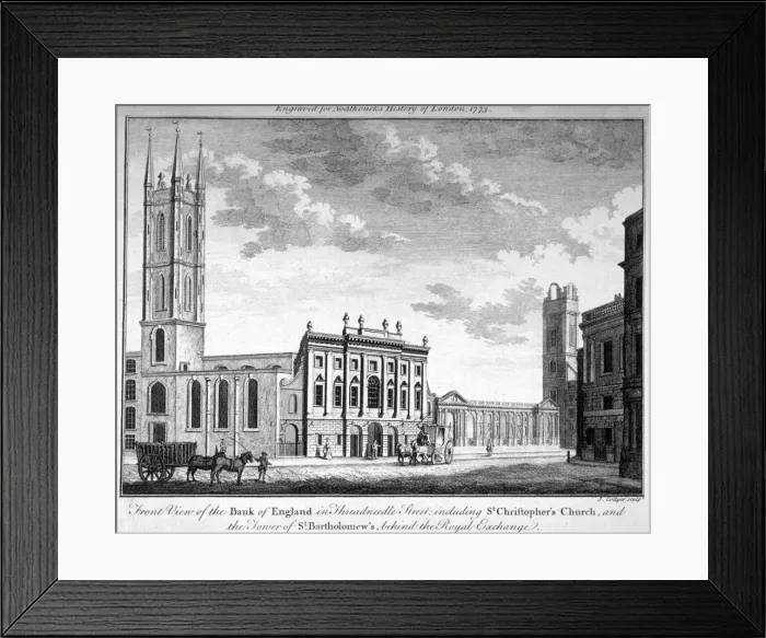 Framed Print : Front view of the Bank of England, City of London, 1773. Artist Framed Print : Front view of the Bank of England, City of London, 1773. Artist