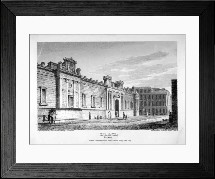 Framed Print : North view of the Bank of England, City of London, 1809. Artist: John Burnet Framed Print : North view of the Bank of England, City of London, 1809. Artist: John Burnet