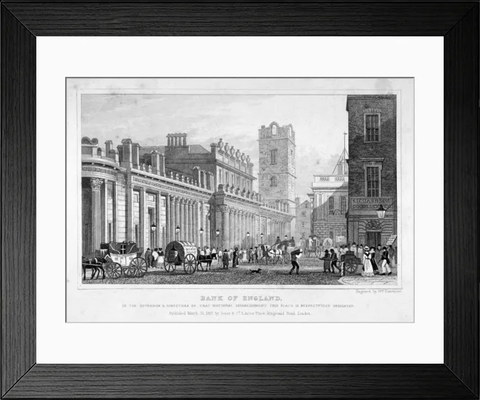 Framed Print : The Bank of England, City of London, 1827. Artist: William Tombleson Framed Print : The Bank of England, City of London, 1827. Artist: William Tombleson