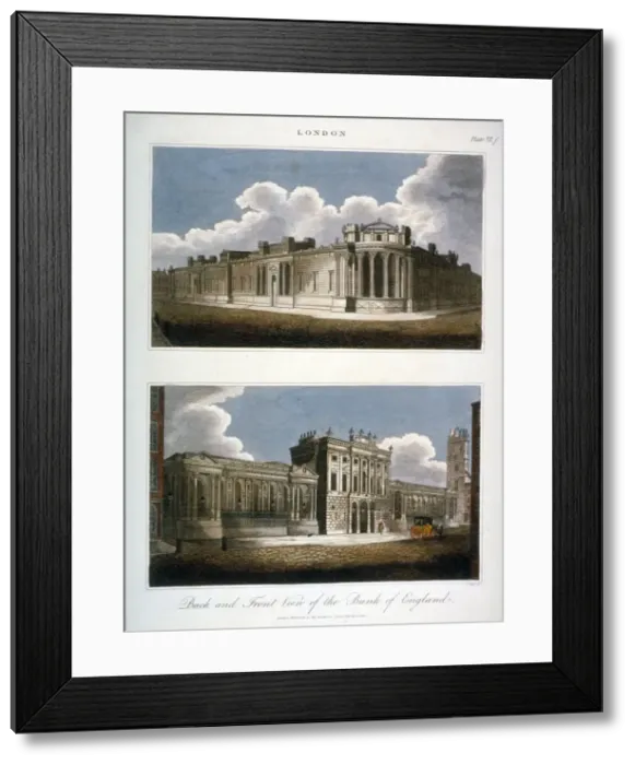 Framed Print : Two views of the Bank of England, City of London, 1814. Artist Framed Print : Two views of the Bank of England, City of London, 1814. Artist