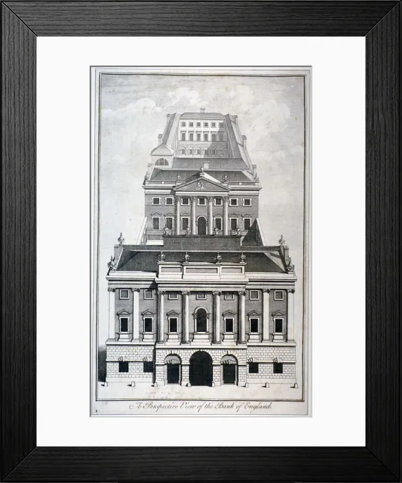 Framed Print : Perspective view of the Bank of England, City of London, c1750. Artist Framed Print : Perspective view of the Bank of England, City of London, c1750. Artist