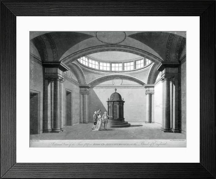 Framed Print : The Four Percent Reduced Annuity Office at the Bank of England, City of London, c1790
