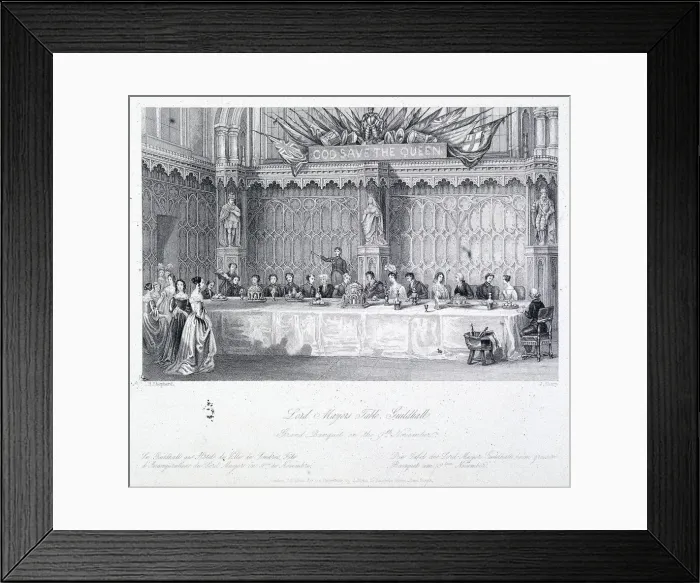 Framed Print : Lord Mayors Banquet, Guildhall, London, c1856. Artist: J Shury Framed Print : Lord Mayors Banquet, Guildhall, London, c1856. Artist: J Shury