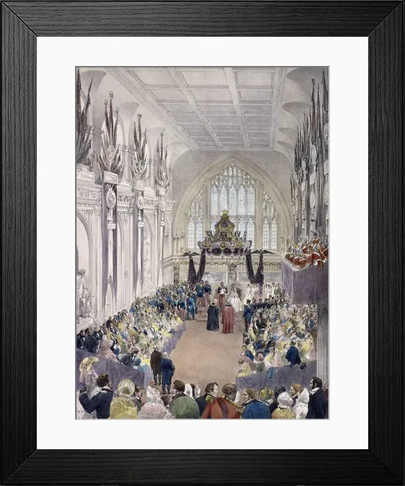 Framed Print : Napoleon III and Empress Eugenie at Guildhall, London, 1855. Artist: Edmund Morin Framed Print : Napoleon III and Empress Eugenie at Guildhall, London, 1855. Artist: Edmund Morin