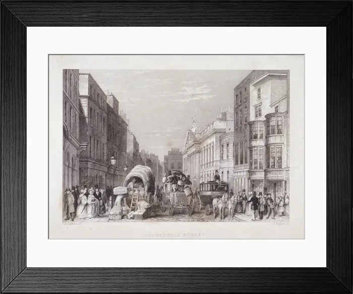 Framed Print : Leadenhall Street, London, c1837. Artist: J Hopkins Framed Print : Leadenhall Street, London, c1837. Artist: J Hopkins