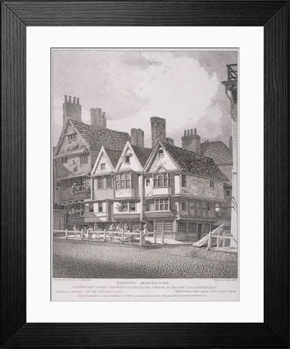 Framed Print : Hosier Lane, London, 1811. Artist: John Thomas Smith Framed Print : Hosier Lane, London, 1811. Artist: John Thomas Smith