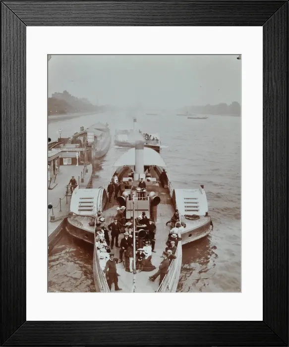 Framed Print : Passengers on the London Steamboat Service, River Thames, London, 1907 Framed Print : Passengers on the London Steamboat Service, River Thames, London, 1907
